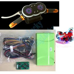 Games Arcade Super Motorcycle Racing Children's Simulation Video Game DIY Kit Includes Motherboard with Wires, LED Handlebars Gauges