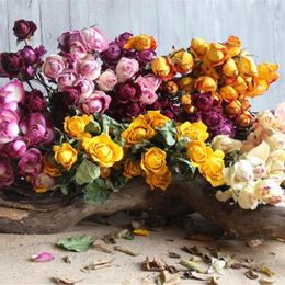 Decorative Flowers 5Pcs Dried Big Heads Rose Real Natural Beautiful Bouquet For Home Christmas Wedding Floral Decor Bulk Wholesale