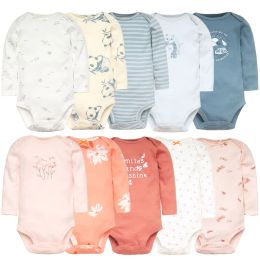 One-Pieces Newborn Bodysuits 2023 Unisex 5Pieces Baby Girl Jumpsuit Long Sleeve 100% Cotton Baby Boy Clothes Set Cartoon Print Bebes