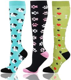 Socks Running Men Women Compression Socks Funny Animal Cat Dog Pattern Unisex Outdoor Running Cycling Long Pressure Stockings High