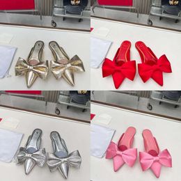 Shoes, Designer High-end Fashion Sandals, Large Bow Decoration with Niche , Pointed Slippers, Women's Sizes 35-40 Slippers