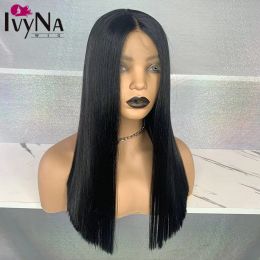 Wigs IvyNa Natural Black Color Bob Wigs for Black Women T Part Synthetic Lace Front Wig Futura Hair Short Wigs Daily Use Natural