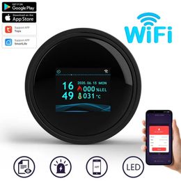 Wifi Natural Gas Sensor Tuya Smart Alarm Gas Leakage Detector Fire Security Digital LCD Temperature Display for Home Kitchen 240423