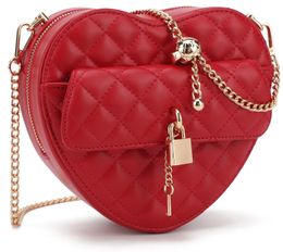 Trendy Heart Shape Satchel Crossbody Purse for women Zip Around Shoulder Bag with Lock Diamond Lattice handbag Girls 240418