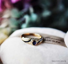 Bröllopsringar trendiga ovala inlagda vita blå zirkonringar Elegant guldfärgfest brud bröllopsringar för kvinnors engagemang smycken