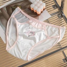 Women's Panties Embroidered Lotus Underwear Lolita Girl Sexy Hollow Milk Silk Cool Pure Cotton Crotch Triangle Pants Ice Briefs