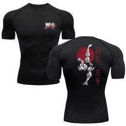Anime Baki Print Compression Tshirts for Men Gym Workout Fitness Running Summer Short Sleeve Top Tee Quick Dry Athletic T-Shirt 240423