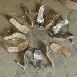 Trendy High Heeled Transparent Sandals Platform Wedges For Women Summer Fairy Crystal Thick Sandles Heels Beach Woman Shoes 240228