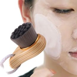 Scrubbers Wooden Handle Facial Cleansing Brush Soft Fibre Hair Exfoliating Blackhead Face Clean Brush Skin Care Tool Facial Cleansing Tool