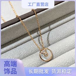Top high-end version Carter Gold Talisman Necklace for Women Plated with 18k Rose Gold Natural White Fritillaria Agate Collar Chain
