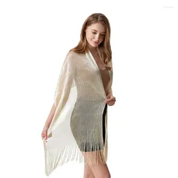 Scarves Glitter Tassel Bikini Cover-ups Sexy Tunics For Women Beachwear Kaftan Evening Party Dress Shawls Solid Color Decoration Scarf