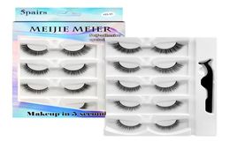 5 Pairs Reusable Selfadhesive False Eyelashes with Tweezer Natural Waterproof Adhesive Tape Eye Lashes to Wear No Glue Needed4581208