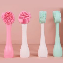 Scrubbers 2 in 1 Silicone Facial Cleansing Brush Face Cleansing Instrument Mud Mask Remover Brush Facial Mask Scraper Makeup Remover Brush
