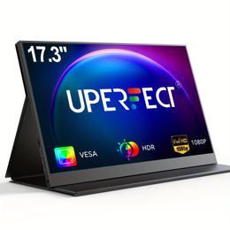 UPERFECT Portable Monitor 17.3" 1080P, IPS HDR Computer Display, Gaming Monitor For Switch Xbox PS, HDMI USB-C External Monitor for Laptop Monitor