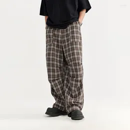 Men's Pants Men Black White Plaid Hip Hop Drawstring Trousers Summer Fashion Parachute Wide Leg Casual Loose Straight