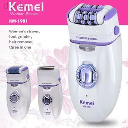 Epilator KM-1981 Women Epilator Electric Female Face Hair Removal Lady Shaver Bikini Trimmer Body Depilatory Leg Rechargeable Depilation d240424