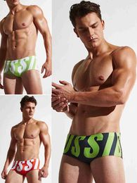 Men's Swimwear Mens letter quick drying drawstring triangle underwear mens swimwear summer beach swimming shorts d240424