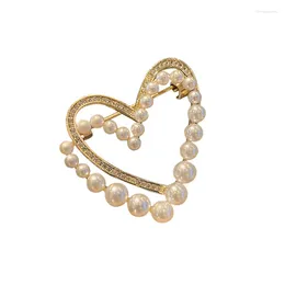 Brooches Classic Crystal Heart Pearl Brooch Pins Trendy Clothing Dress T-shirt Scarf Silk Buckle