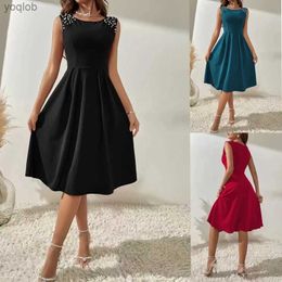 Basic Casual Dresses Elegant Party Dresses For Women 2023 Summer New In Sleeveless Black Red Midi Dress Female Sexy Cocktail Formal Occasion DressesL2403