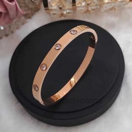High Quality Luxury Bangle carter Netizen Same Style Titanium Steel Water Diamond Rose Gold Bracelet for Women Full Exquisite and Simple Design Fashion Versatile