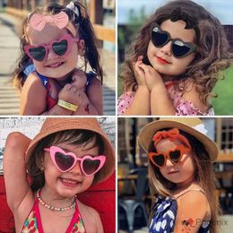 Hair Accessories 2 Pcs/Set New Children Cute Colours Soft Bowknot Wide Hairbands Fashion Special Heart Sunglasses UV400 Set Kids Hair Accessories