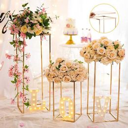 Faux Floral Greenery Metal Flower Rack For Wedding Centre decoration Gold Frame Backdrop Stand Road Guidance Birthday Party Baby Shower Desktop Decor T240422
