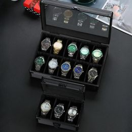 Watch Boxes 1 3 5 Slot Box Aluminium Alloy Display Case GlassTop Watche Trave Bracket Clock Storage Suitcase Practical