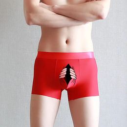 Underpants Funny Men Underwear Ice Silk Boxers Shorts Fashion Cute Spoof Trunk Plus Size Male Panties Lovers Gift Boxer Hombre Boys