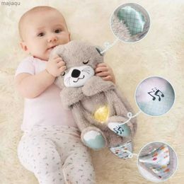 Plush Dolls Baby Breathing Bear Baby Soothing Otter Plush Doll Toy Baby Kids Soothing Music Sleeping Companion Sound and Light Doll Toy GiftL2404