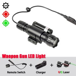 Lights Weapon Flashlight Tactical Night Vision LED Gun Light With Charger And Remote Switch For Airsoft Rifle AK47 AR15 M4 20mm Rail