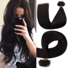 Extensions U Tip Hair Extensions Real Remy Human Hair Nail Tip Extensions Silky Straight Pre Bonded Natural Black 1626inch 1g/s 50g/pack