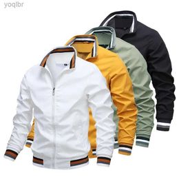 Men's Jackets Mens windproof jacket white casual jacket fashionable mens outdoor waterproof sports jacket spring and summer bomber jacketL2404