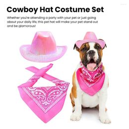 Dog Apparel Western Cowboy Costume Adjustable Buckle Set Comfortable Hat Bandana Scarf For Small Medium Dogs Funny