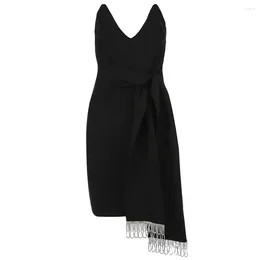 Casual Dresses Nice Women Dress Sexy Strapless V Neck Black Elegant Mini Bodycon Bandage Spring Summer Clothing