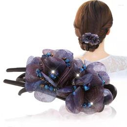 Hair Clips Fashion Elegant Silk Rose Bridal Hairpin Accessories For Women Retro Luxury Fabric Flower Claw Clip Headwear Mom's Jewelry