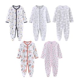 One-Pieces Kiddiezoom Four Seasons Classic Unisex Long Sleeve Casual 100%Cotton Baby Boy Girl Rompers Fashion Soft Newborn Clothing