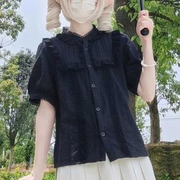 Women's Blouses Victorian Gothic Lolita Lace Ruffles Japanese Elegant Cute Puff Sleeve Jsk Shirts Girl Y2k Sweet Tops