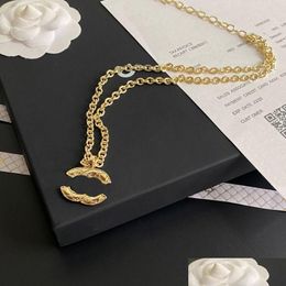 Pendant Necklaces Vintage Luxury Gold Plated Charm Womens Jewellery Necklace With Box Boutique Long Chain Designed For Women Romantic Lo Dhs4B
