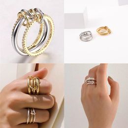 2024 designer Halley Gemini Band Rings Spinelli Kilcollin brand luxury Industrial wind Jewellery gold 925 sterling silver multiple ring Mother Day gift