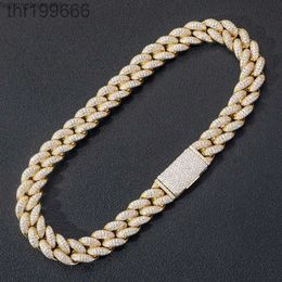 18k Gold Plated Hip Hop Necklaces 925 Sterling Silver Vvs Vs Moissanite Diamond Iced Out Cuban Link Chain 8VO7