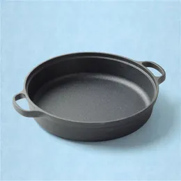 Pans Thickened Manual Pot Pig Iron Pancake And Dumpling Pan Uncoated Non Stick Wok Pots Cast Double Ear Frying