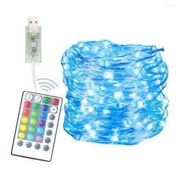 Strings LED String Lights 5M 10M 20M With Remote Control 16 Colors Changing USB Garland Fairy Lamp For Christmas Holiday Wedding Decor