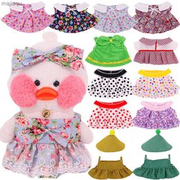 Plüschpuppen 30 cm süße Entenpuppe Kleidung Plüsch Kleid Blütenrock Accessoires für Lalafanfan Cafe Duck Doll Geburtstagsgeschenke Mädchen Spielzeug Generationl2404