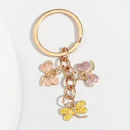 Keychains Cute Enamel Keychain Colourful Dragonfly Key Ring Animal Chains Souvenir Gifts For Women Men Car Keys DIY Handmade Jewellery