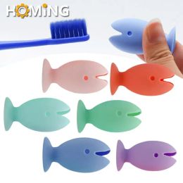 Heads Tooth Brush Cover Stand Cute Fish Shape Silicone Suction Cup Toothbrush Holder Portable Travel Tooth Brush Caps Bathroom Product