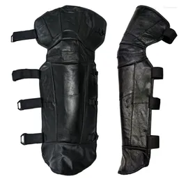 Motorcycle Armor Calf COW Leather Knee Pads Windproof Leg Gaiter Winter Warm Leggings Covers Thermal Fleece Lining Cycling