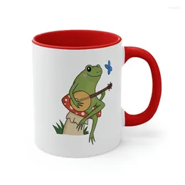Mugs Cottagecore Frog On Mushroom With Banjo Coffee Mug Lover Gift Girlfriend Wife Book