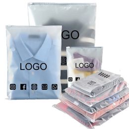 Bags 50pcs Custom Frosted Zipper Bag Home Travel Stoeage Bag Clothing Underwear Business Custom Packaging Bag