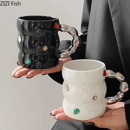 Creative Gem Water Cup Light Luxury Household Ceramic Mug Office Afternoon Tea Coffee Breakfast Milk Drinking Set 240418