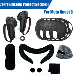Glasses Silicone Protective Cover For Meta Quest 3 VR Headset Head Face Cover Eye Pad Shell Case Handle Grip For Quest 3 VR Accessories